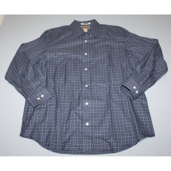 Duluth Trading Mens Blue Check Long Sleeve Cotton Button Down Shirt L - Picture 1 of 6